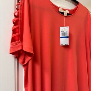 Michael Kors Coral Cutout Short Sleeve Blouse NWT